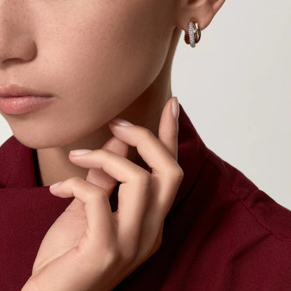 [Gaonasi Jewelry]TRINITY HALF DIAMOND  CLASSIC EARRINGS