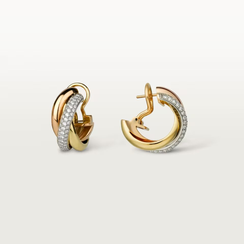 [Gaonasi Jewelry]TRINITY HALF DIAMOND  CLASSIC EARRINGS