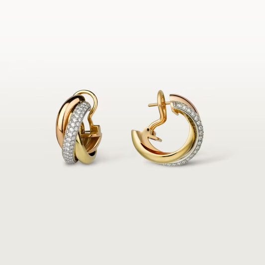 [Gaonasi Jewelry]TRINITY HALF DIAMOND  CLASSIC EARRINGS
