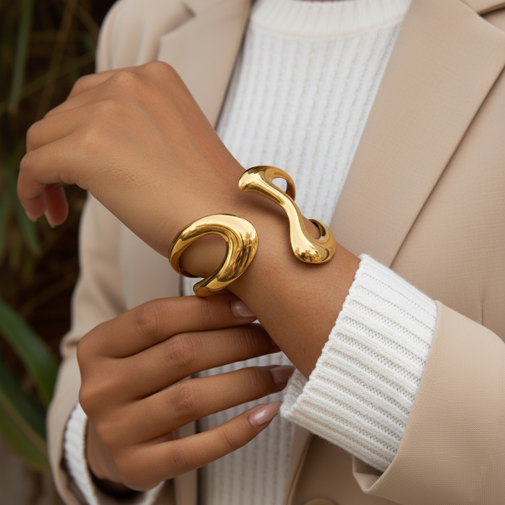 [Gaonasi]Lulu Sculpted Gold Bangle