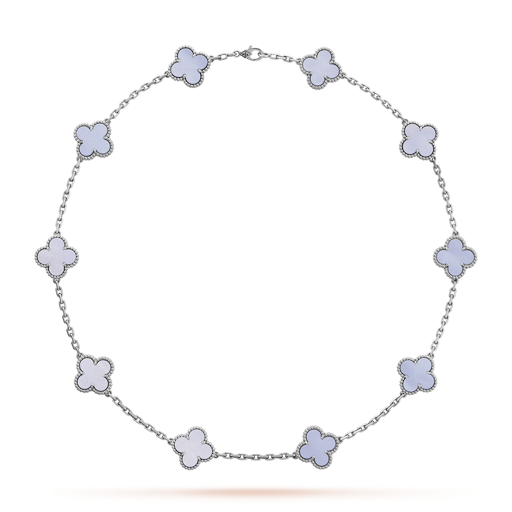 [Gaonasi]CLOVER 10 MOTIFS BLUE CHALCEDONY NECKLACE