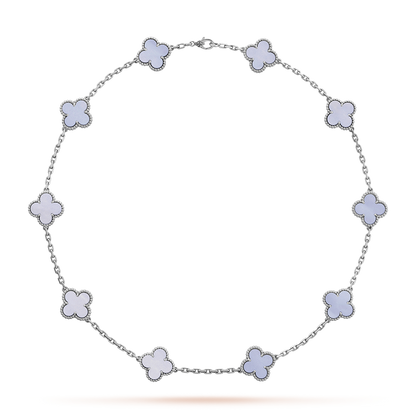 [Gaonasi]CLOVER 10 MOTIFS BLUE CHALCEDONY NECKLACE