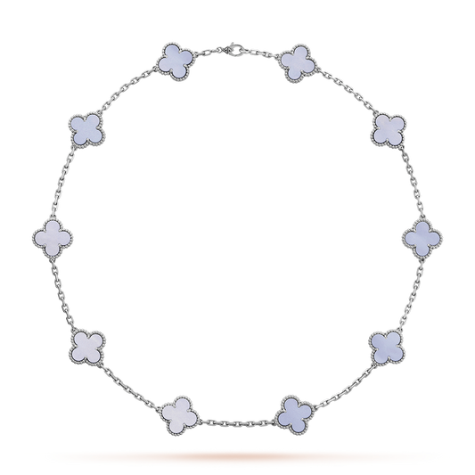 [Gaonasi]CLOVER 10 MOTIFS BLUE CHALCEDONY NECKLACE