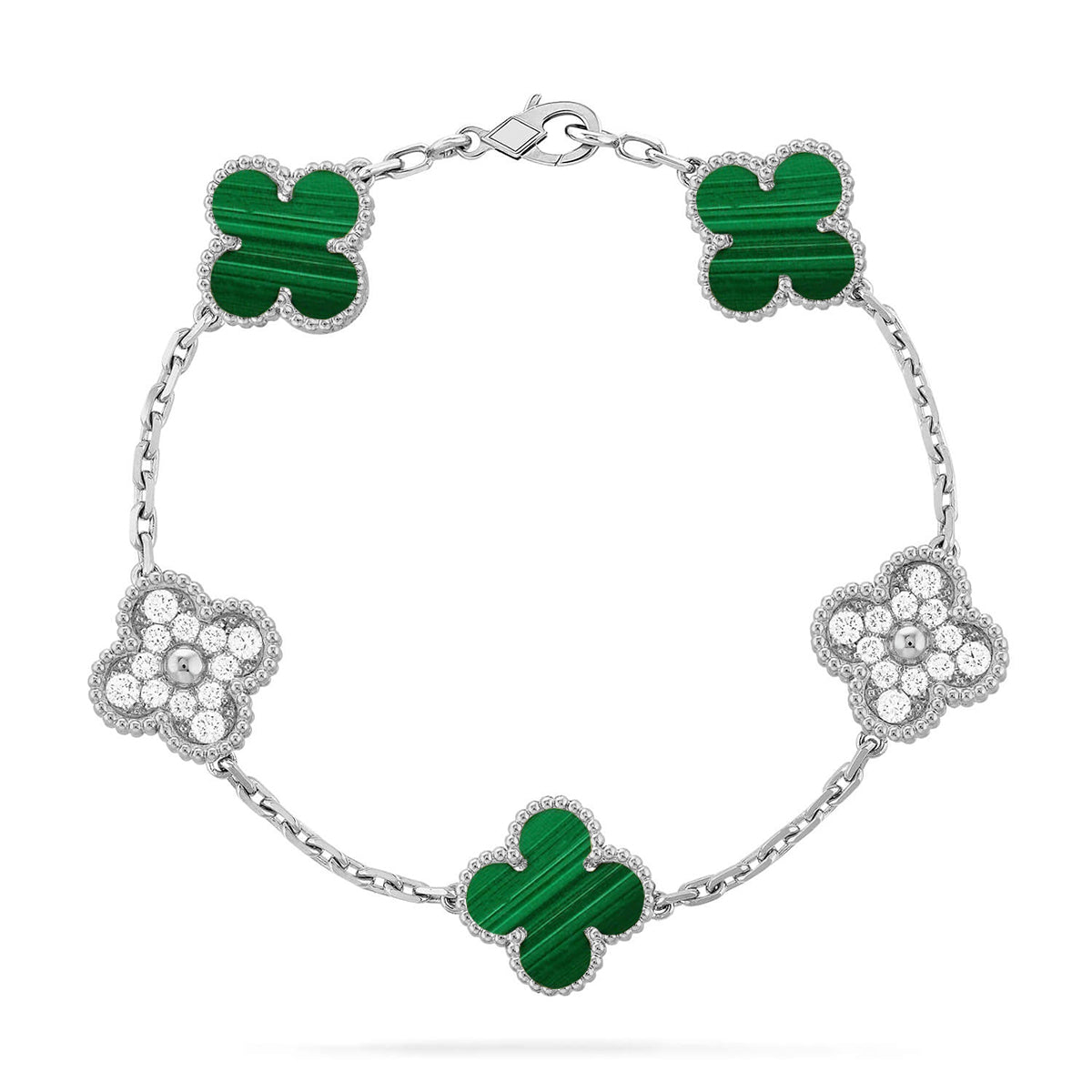 [Gaonasi] CLOVER 5 MOTIF MALACHITE BRACELET COLLECTION