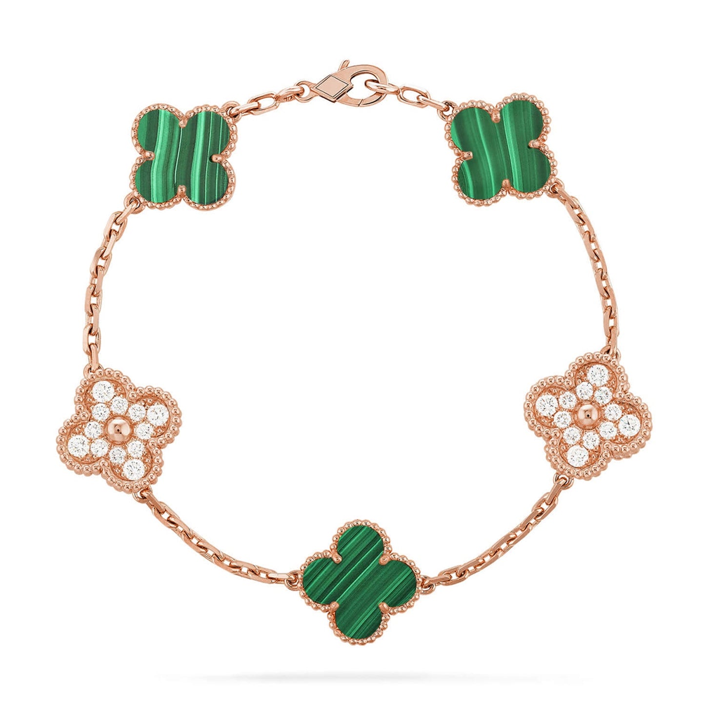 [Gaonasi] CLOVER 5 MOTIF MALACHITE BRACELET COLLECTION