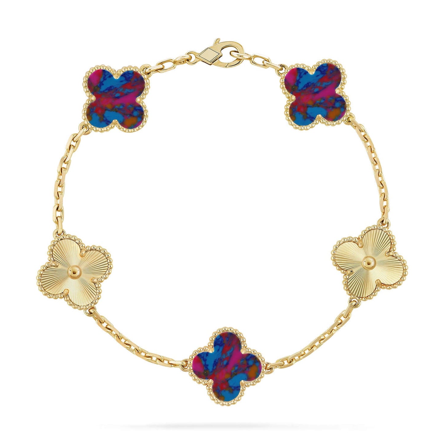 [Gaonasi]CLOVER 5 MOTIF COLOR GEMSTONES BRACELET COLLECTION