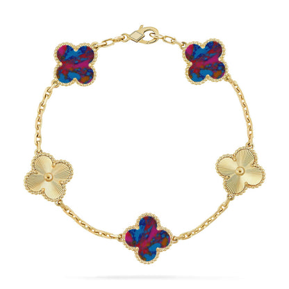 [Gaonasi]CLOVER 5 MOTIF COLOR GEMSTONES BRACELET COLLECTION