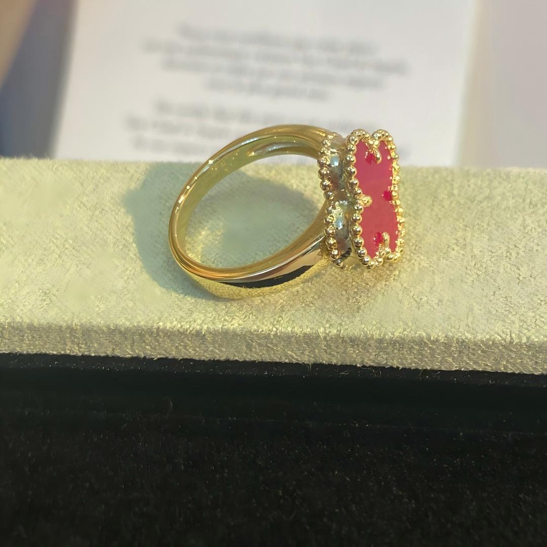 [Cadisa]NEW CLOVER PINK ENAMEL RINGS