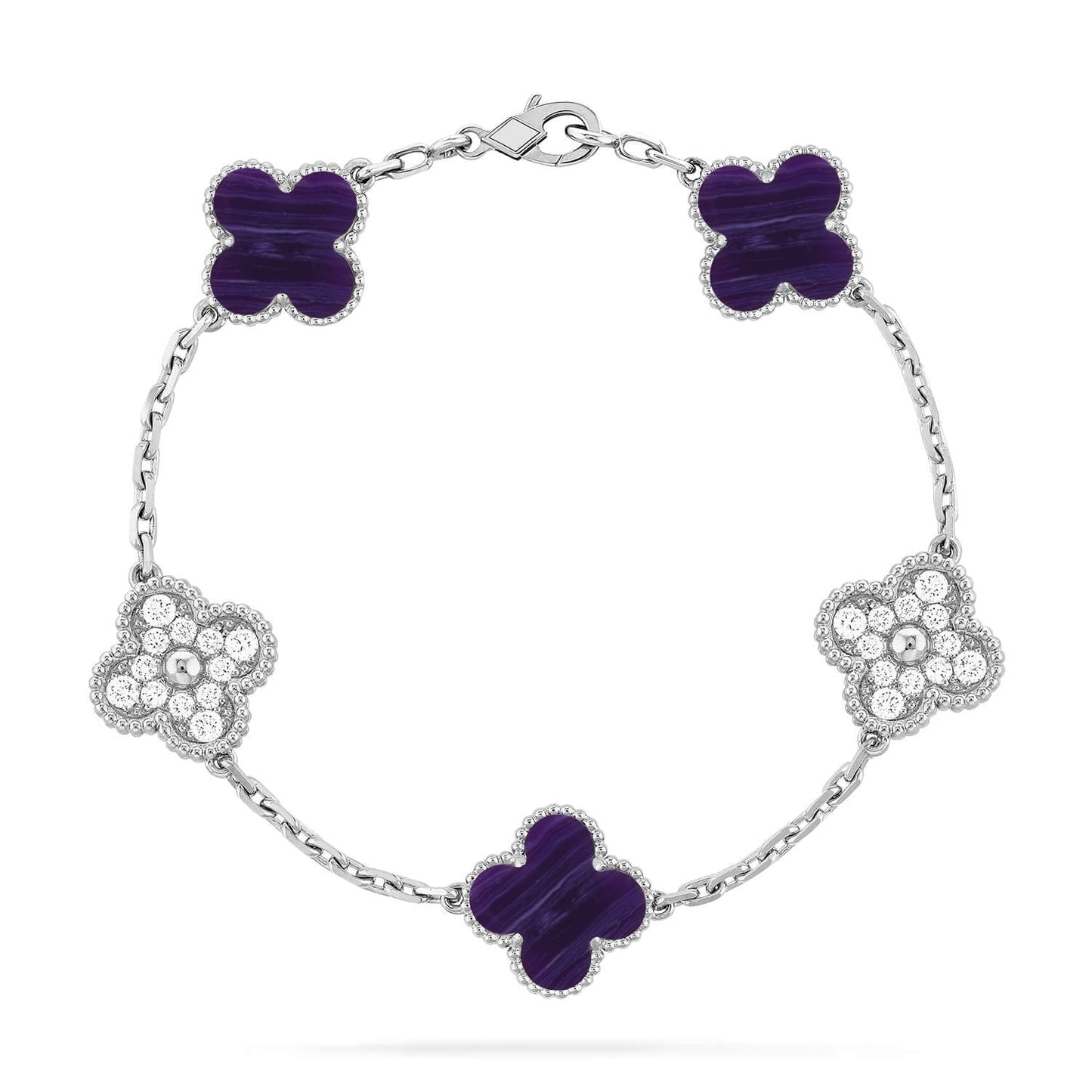 [Gaonasi]CLOVER 5 MOTIF PURPLE STRIPES BRACELET COLLECTION