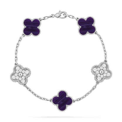 [Gaonasi]CLOVER 5 MOTIF PURPLE STRIPES BRACELET COLLECTION