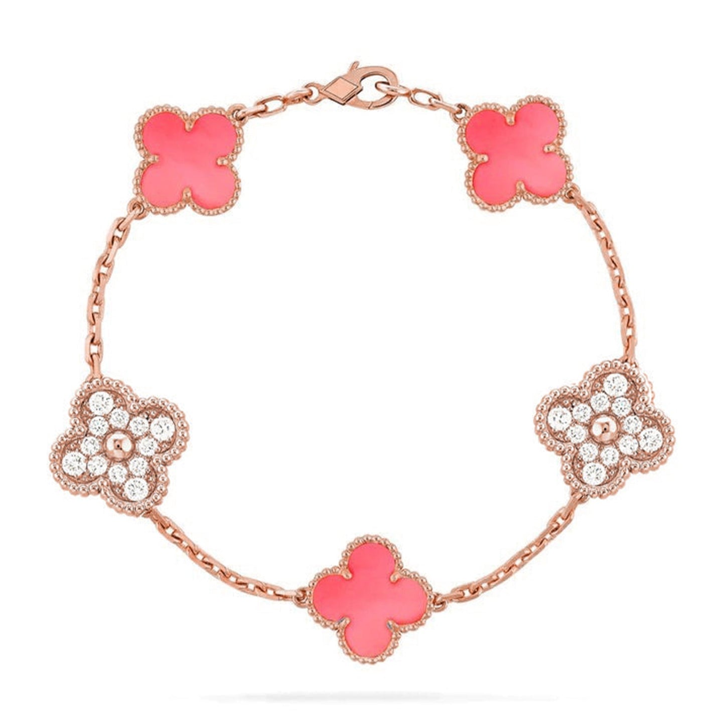 [Gaonasi] CLOVER 5 MOTIFS  PINK MOP BRACELET COLLECTION