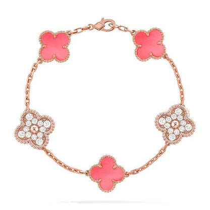 [Gaonasi] CLOVER 5 MOTIFS  PINK MOP BRACELET COLLECTION