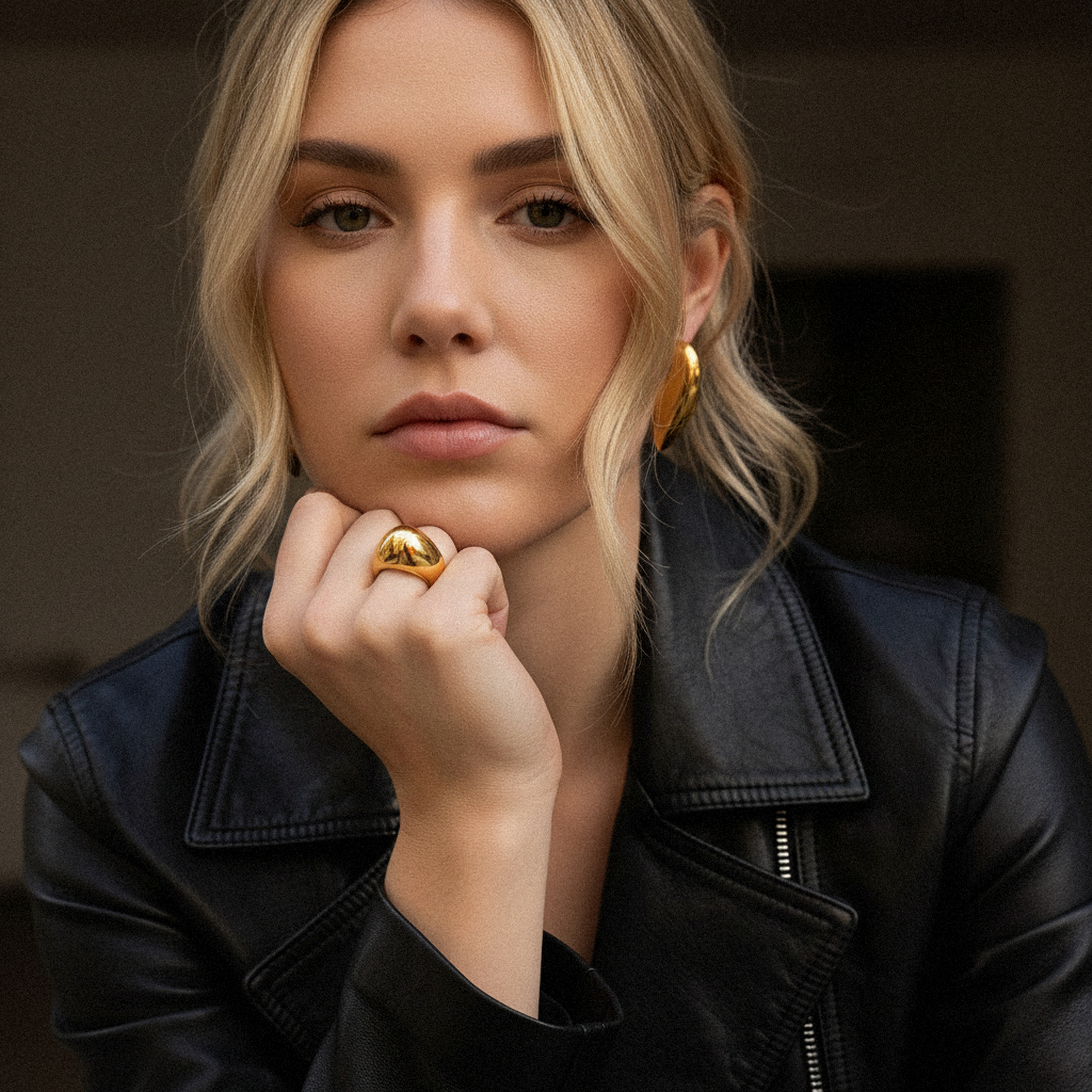 [Gaonasi]Aimee Chunky Heart Gold Earrings