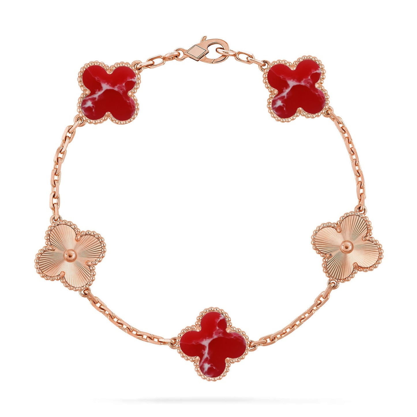 [Gaonasi]CLOVER 5 MOTIF RED PATTERN BRACELET COLLECTION