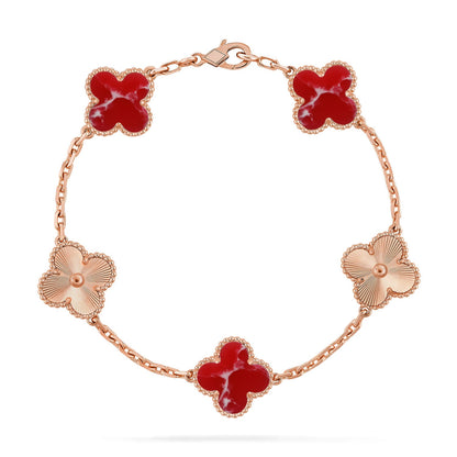 [Gaonasi]CLOVER 5 MOTIF RED PATTERN BRACELET COLLECTION