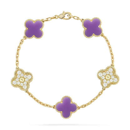 [Gaonasi]CLOVER 5 MOTIF LIGHT PURPLE BRACELET COLLECTION