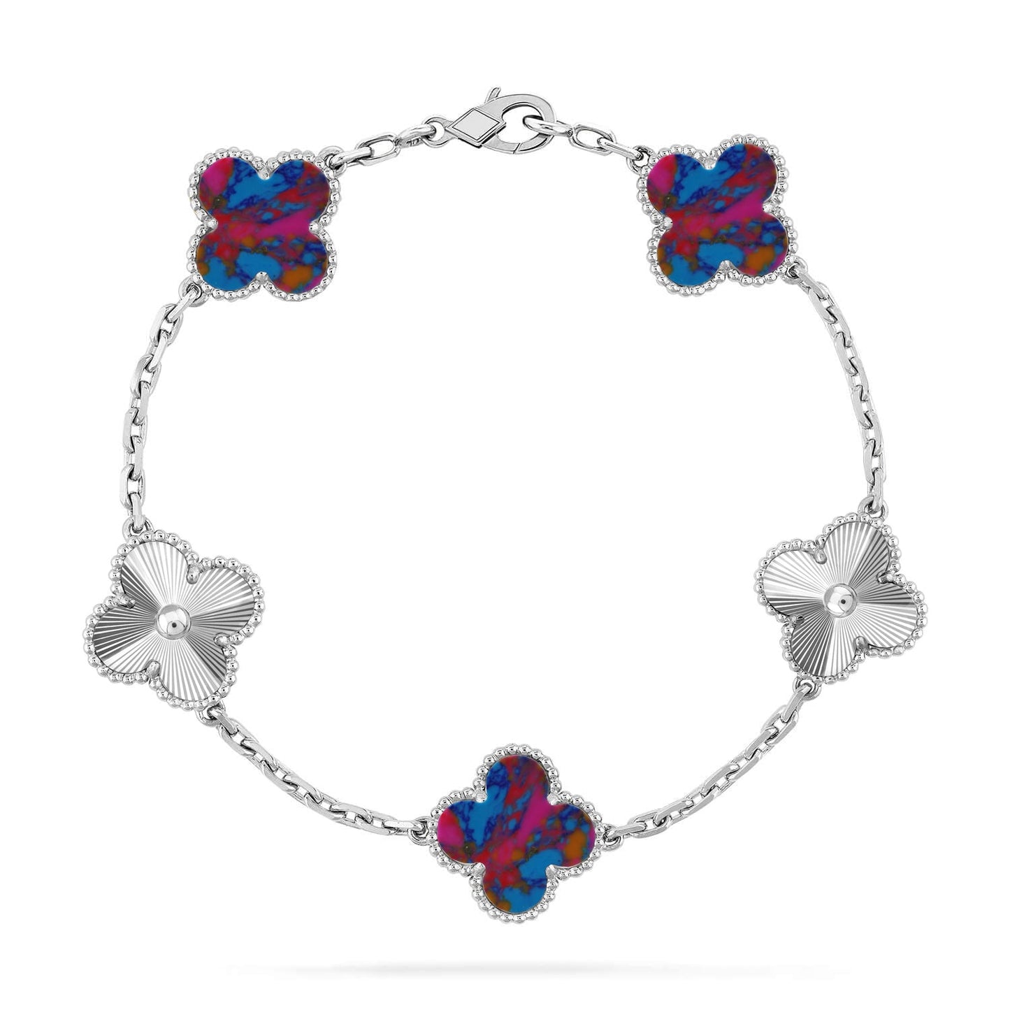 [Gaonasi]CLOVER 5 MOTIF COLOR GEMSTONES BRACELET COLLECTION