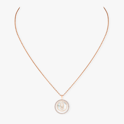 [Cadisa]LUCKY MOVE 1 DIAMOND WHITE MOTHER OF PEARL PINK GOLD DIAMOND NECKLACE