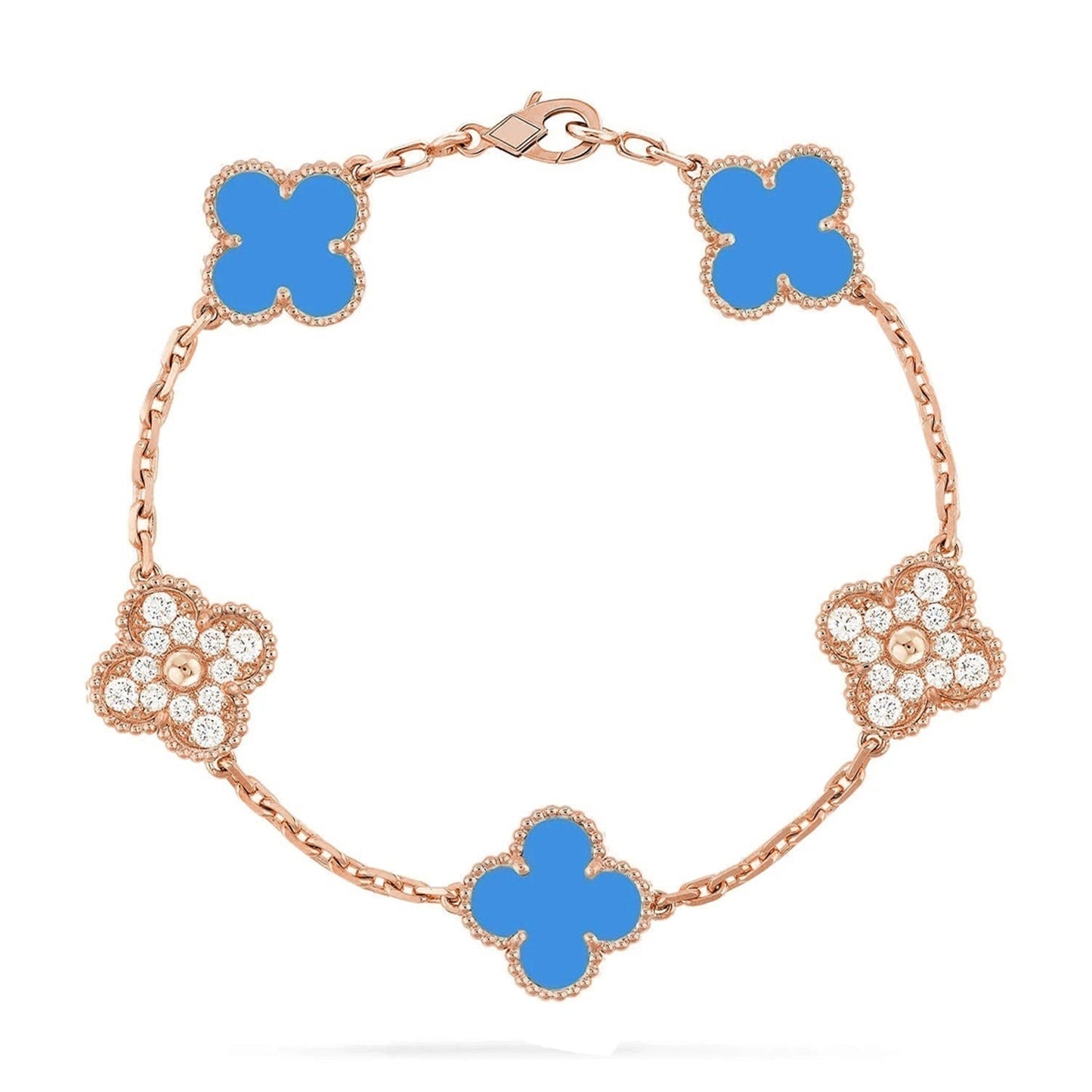 [Gaonasi] CLOVER 5 MOTIF BLUE AGATE BRACELET COLLECTION