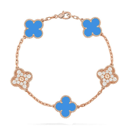 [Gaonasi] CLOVER 5 MOTIF BLUE AGATE BRACELET COLLECTION