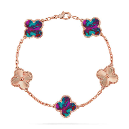 [Gaonasi]CLOVER 5 MOTIF COLOR GEMSTONES BRACELET COLLECTION