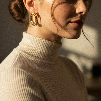 [Gaonasi]Raquel Open Oval Earrings