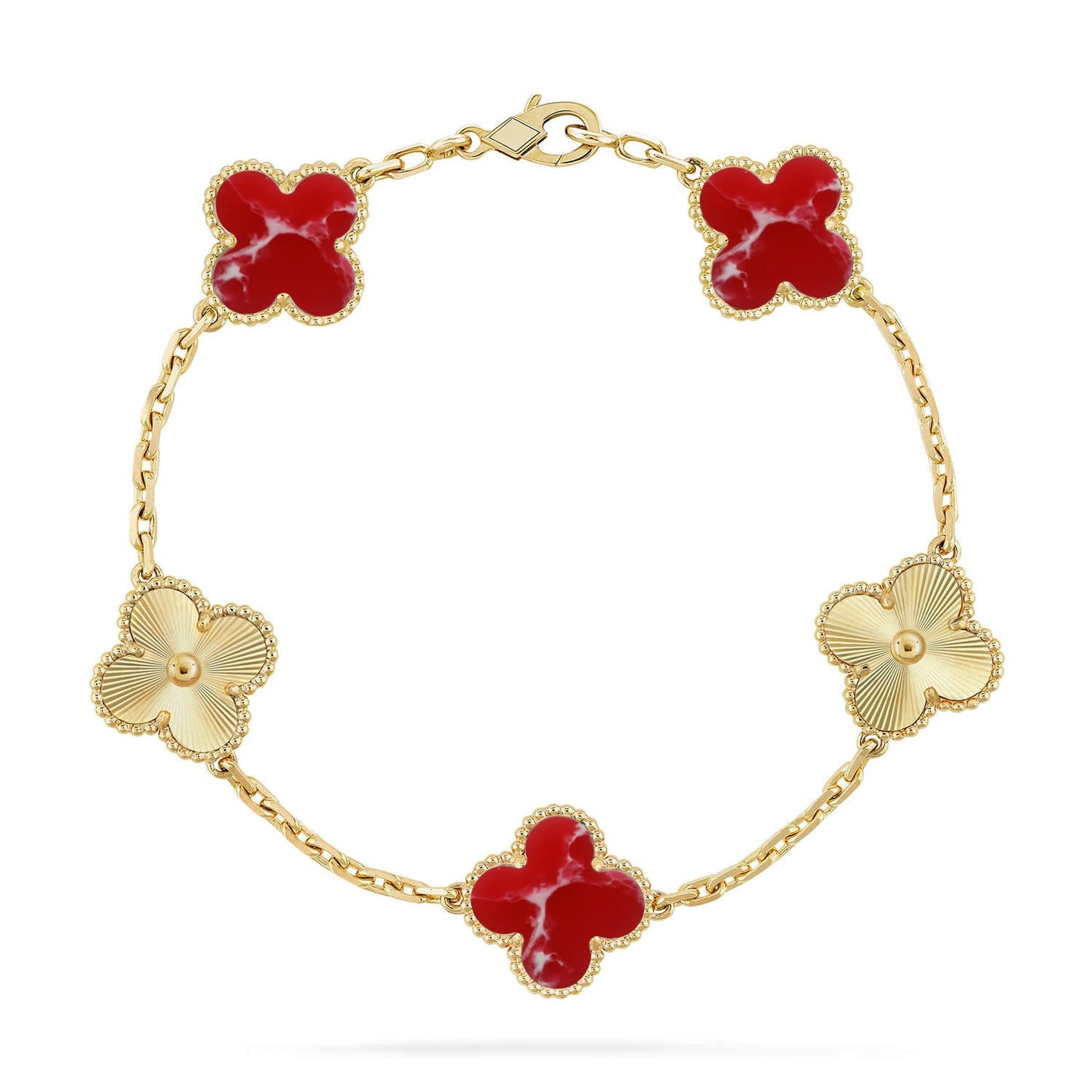 [Gaonasi]CLOVER 5 MOTIF RED PATTERN BRACELET COLLECTION