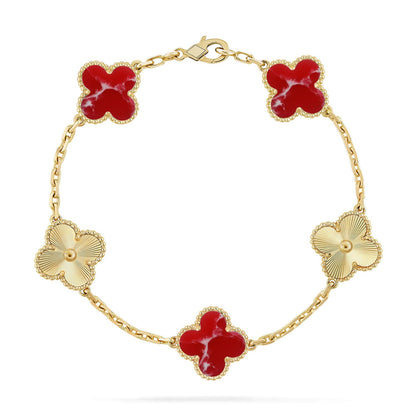 [Gaonasi]CLOVER 5 MOTIF RED PATTERN BRACELET COLLECTION