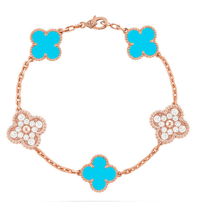 [Gaonasi] CLOVER 5 MOTIF TURQUOISE BRACELET COLLECTION