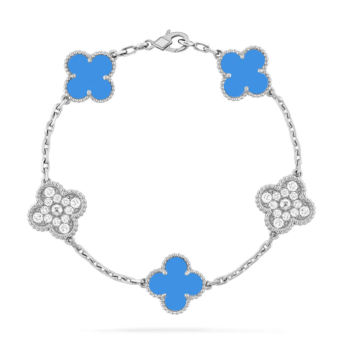 [Gaonasi] CLOVER 5 MOTIF BLUE AGATE BRACELET COLLECTION