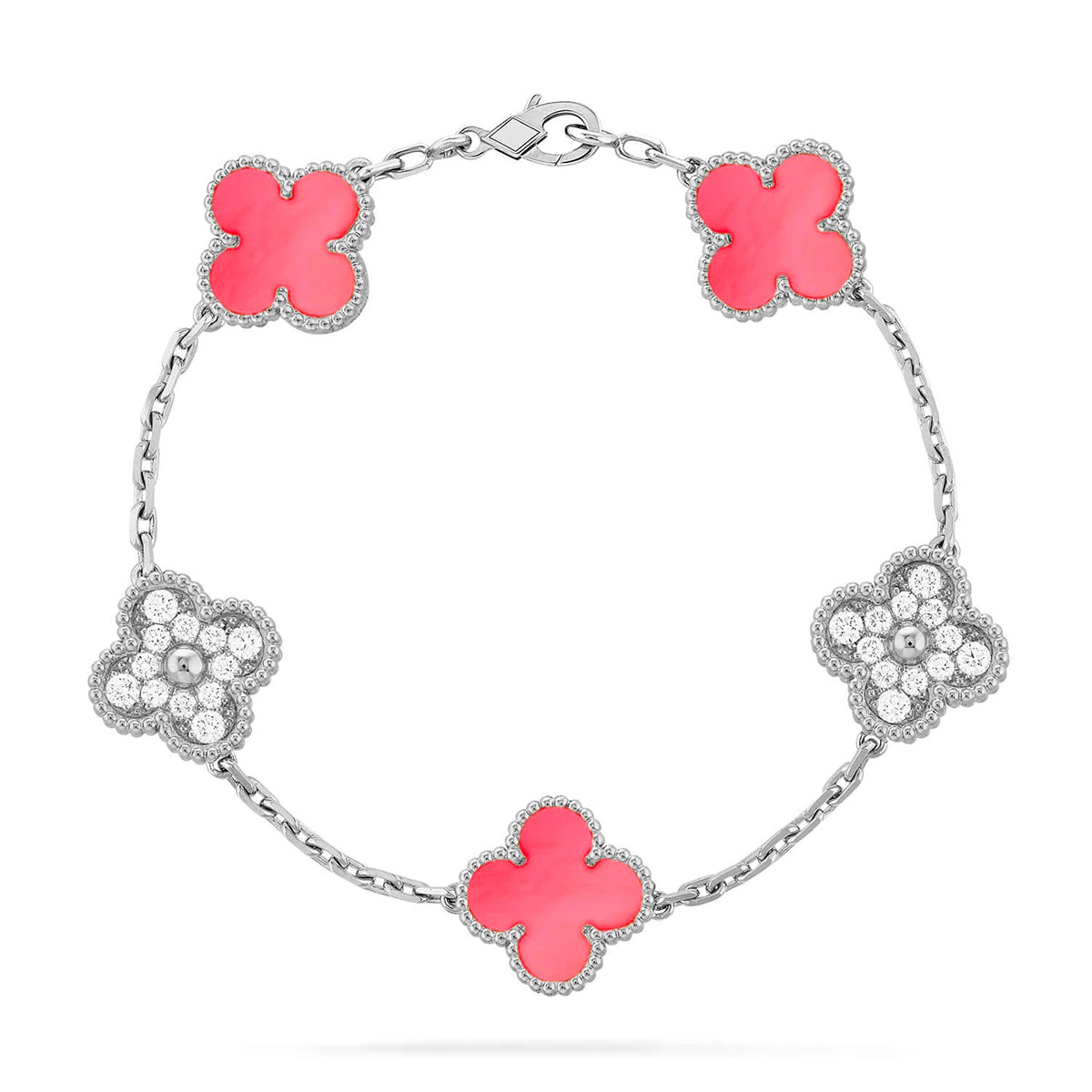 [Gaonasi] CLOVER 5 MOTIFS  PINK MOP BRACELET COLLECTION