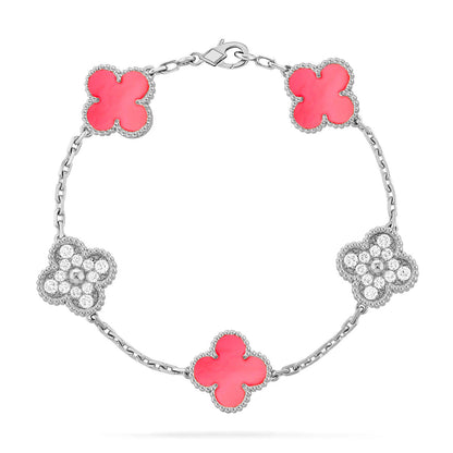 [Gaonasi] CLOVER 5 MOTIFS  PINK MOP BRACELET COLLECTION
