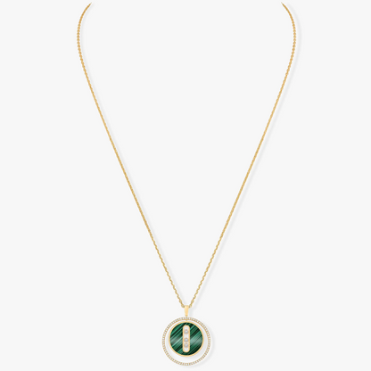 [Cadisa]LUCKY MOVE 3 DIAMOND MALACHITE GOLD DIAMOND NECKLACE