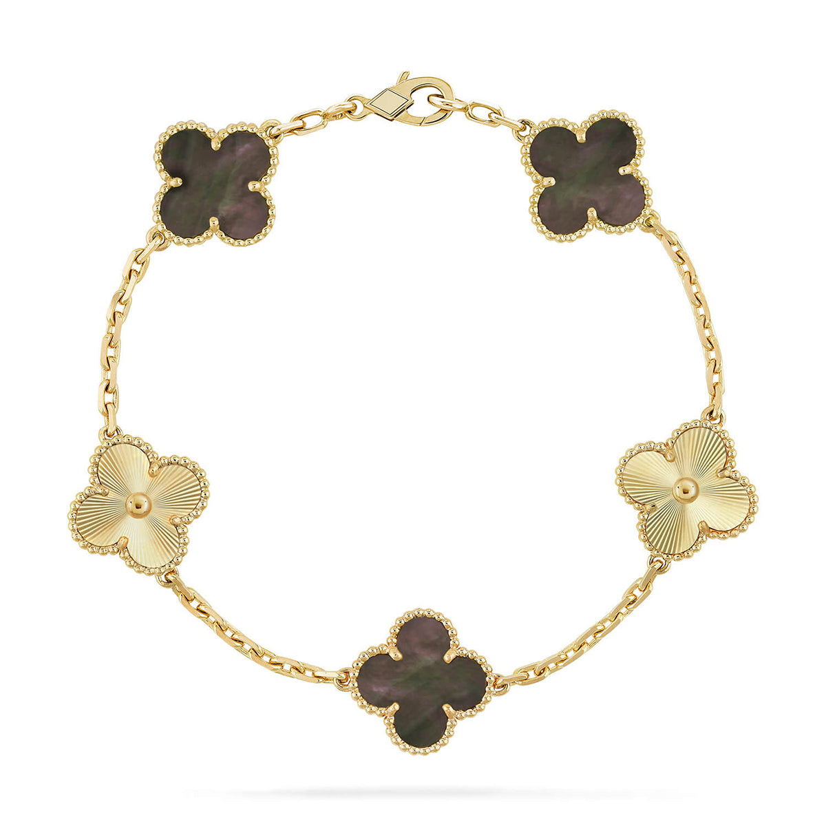 [Gaonasi] CLOVER 5 MOTIF GRAY MOP BRACELET COLLECTION