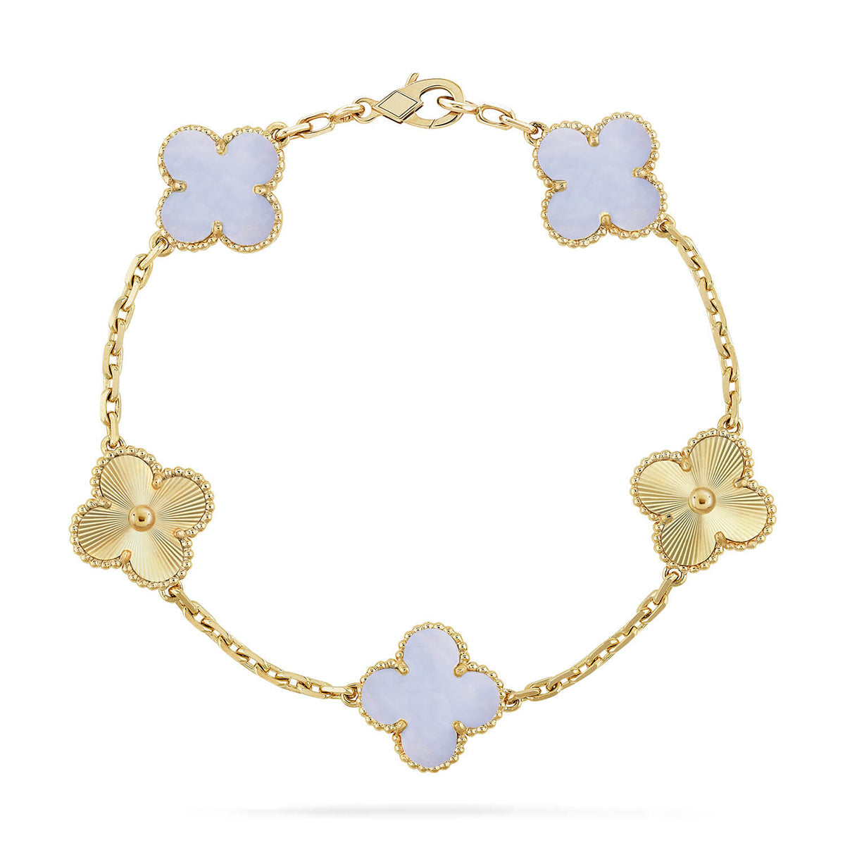 [Gaonasi] CLOVER 5 MOTIF PURPLE CHALCEDONY BRACELET COLLECTION