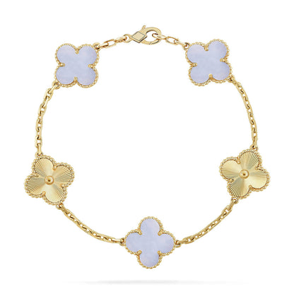 [Gaonasi] CLOVER 5 MOTIF PURPLE CHALCEDONY BRACELET COLLECTION