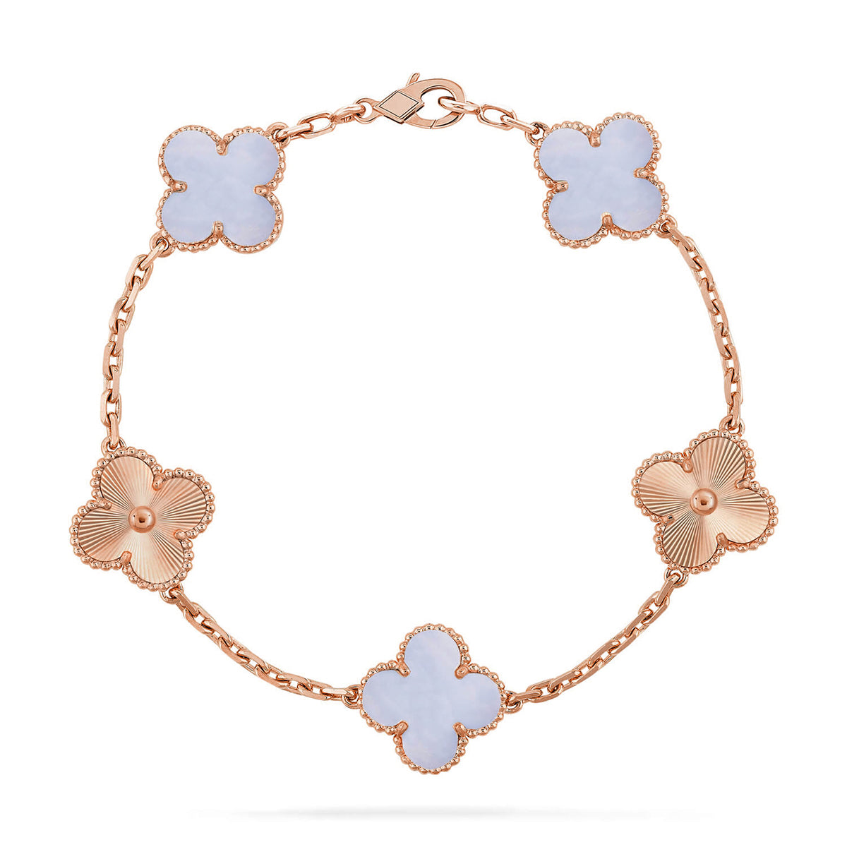 [Gaonasi] CLOVER 5 MOTIF PURPLE CHALCEDONY BRACELET COLLECTION