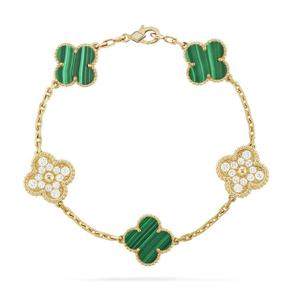 [Gaonasi] CLOVER 5 MOTIF MALACHITE BRACELET COLLECTION
