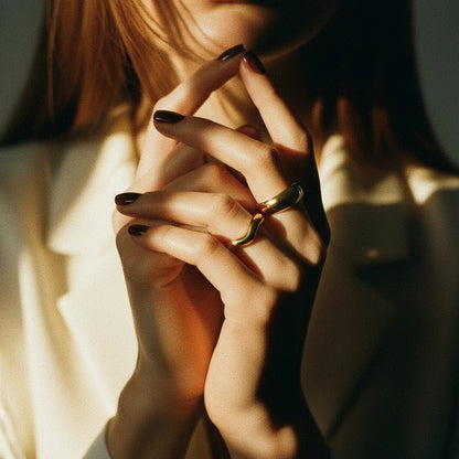 [Gaonasi]Lunaria Gold Wave Ring
