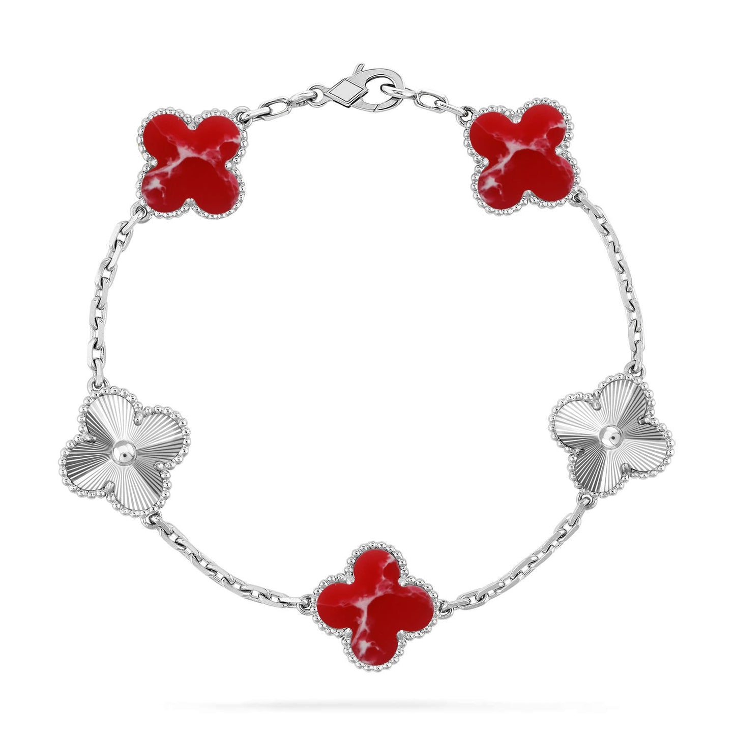 [Gaonasi]CLOVER 5 MOTIF RED PATTERN BRACELET COLLECTION