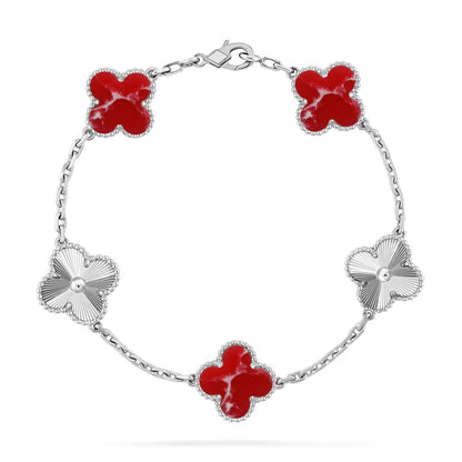 [Gaonasi]CLOVER 5 MOTIF RED PATTERN BRACELET COLLECTION
