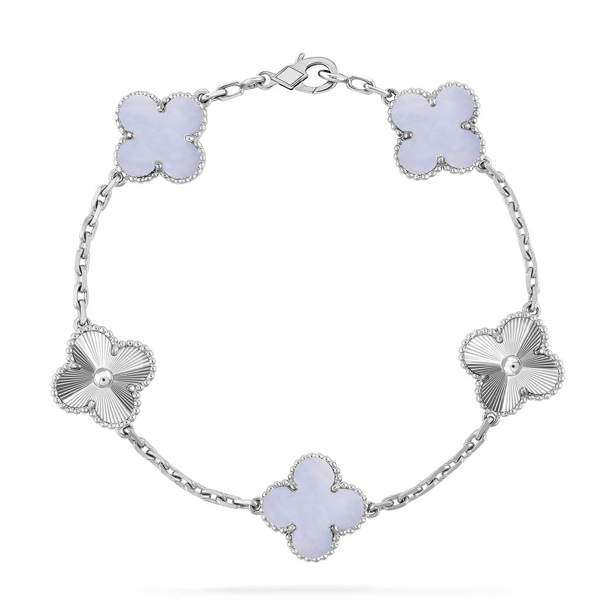 [Gaonasi] CLOVER 5 MOTIF PURPLE CHALCEDONY BRACELET COLLECTION
