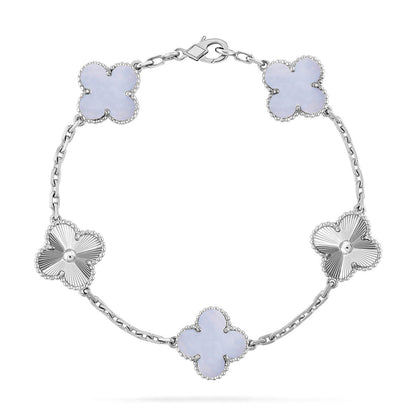 [Gaonasi] CLOVER 5 MOTIF PURPLE CHALCEDONY BRACELET COLLECTION