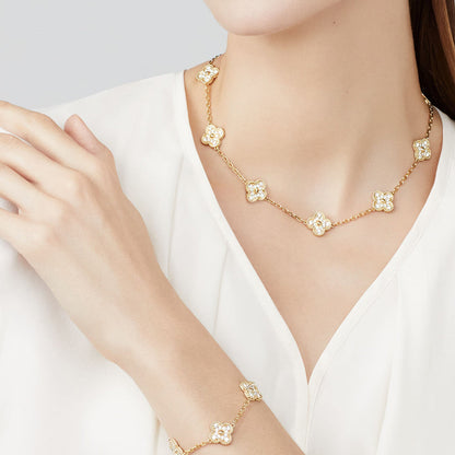[Gaonasi]CLOVER 10 MOTIFS DIAMOND NECKLACE