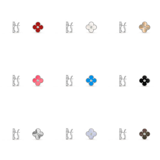 [Gaonasi]CLOVER SILVER 15MM MOP DIAMOND EARRINGS COLLECTION