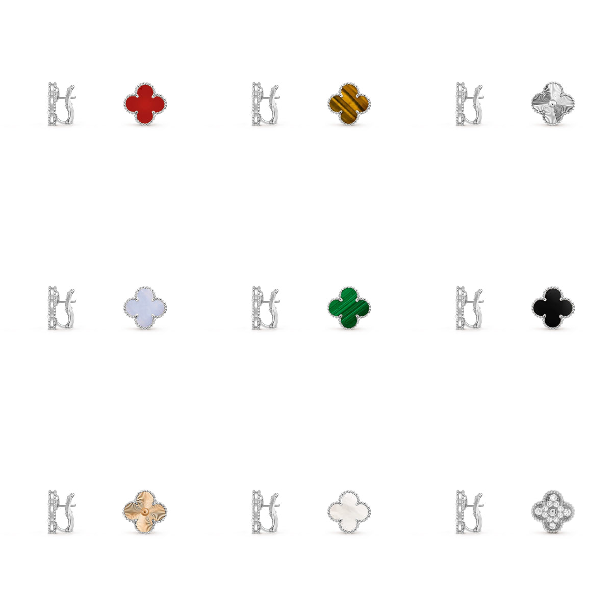 [Gaonasi]CLOVER SILVER 15MM MOP EARRINGS COLLECTION