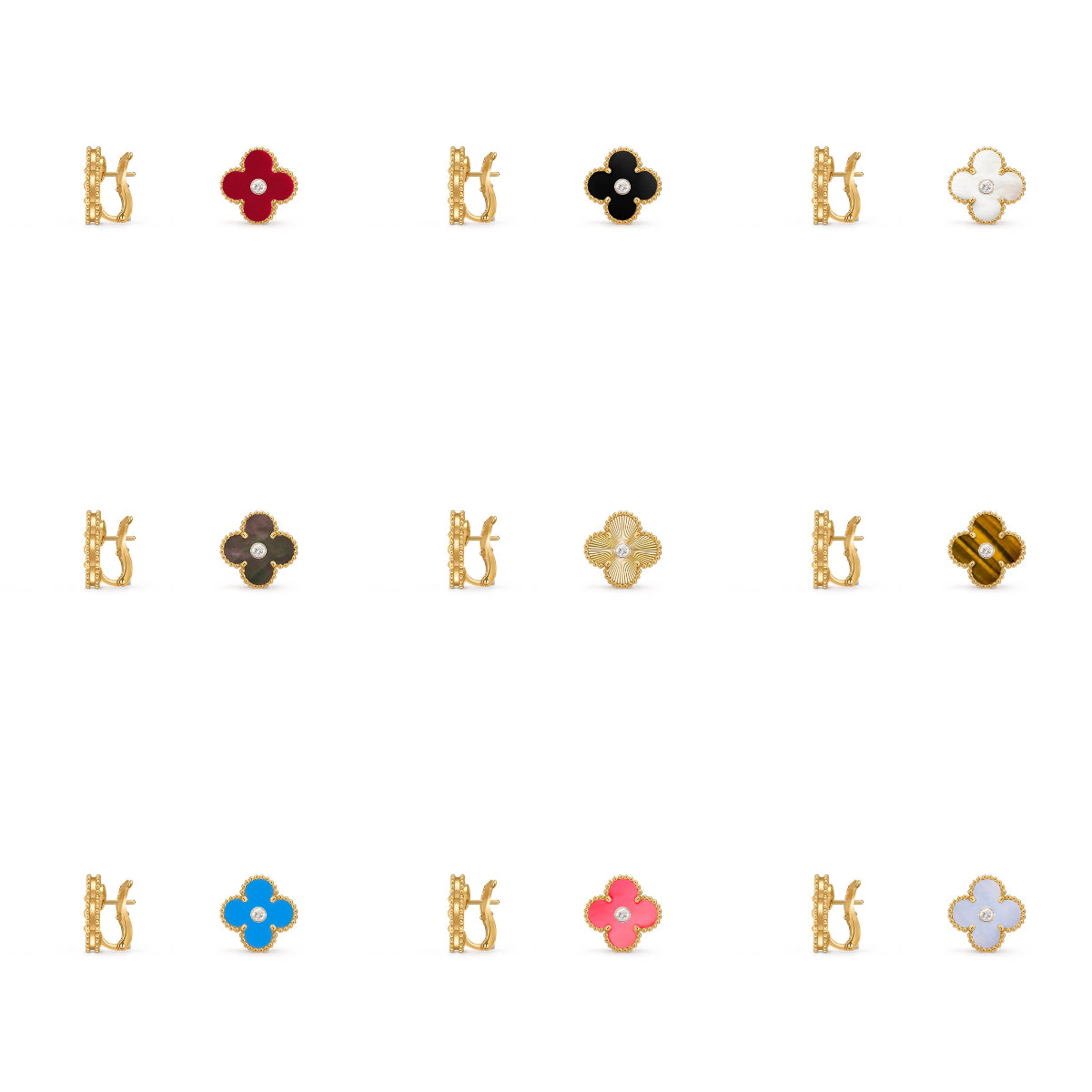 [Gaonasi]CLOVER 15MM MOP DIAMOND EARRINGS COLLECTION