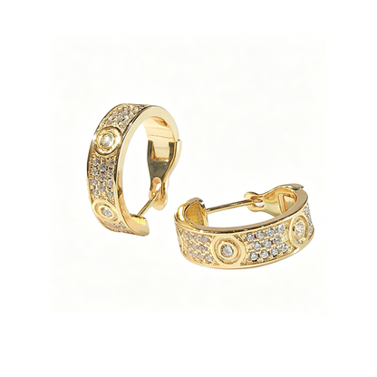 [Gaonasi Jewelry]LOVE 5.5MM DIAMOND PAVED EARRINGS