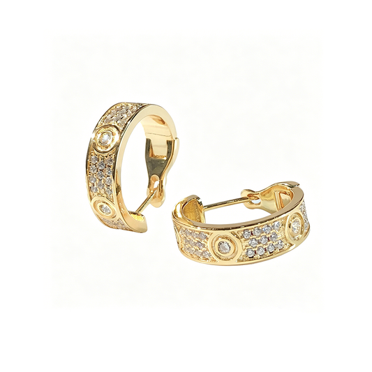 [Gaonasi Jewelry]LOVE 5.5MM DIAMOND PAVED EARRINGS