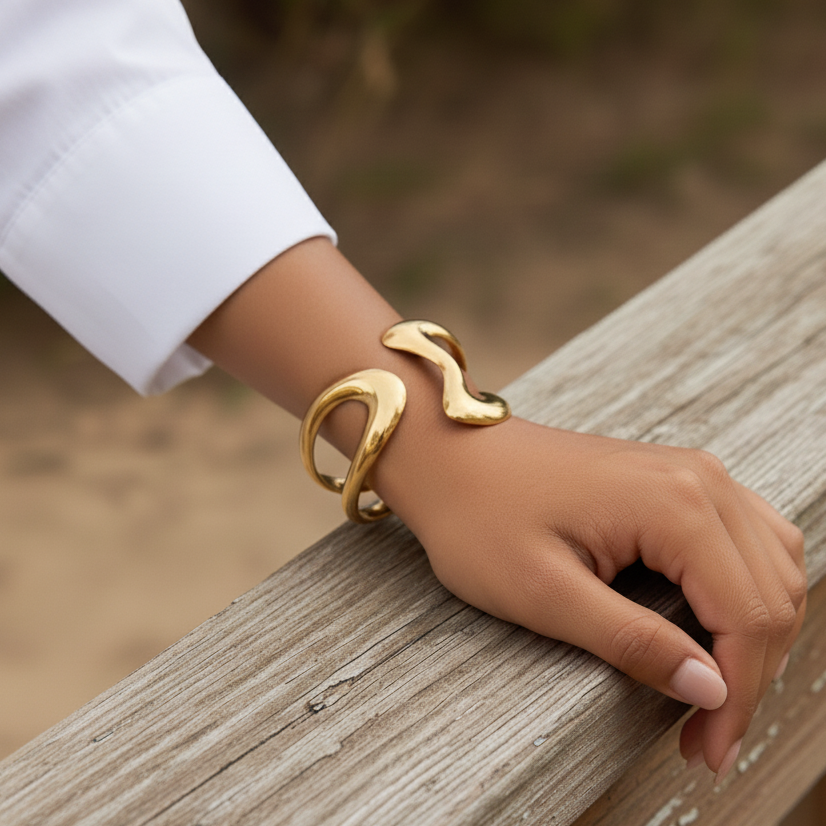 [Gaonasi]Lulu Sculpted Gold Bangle